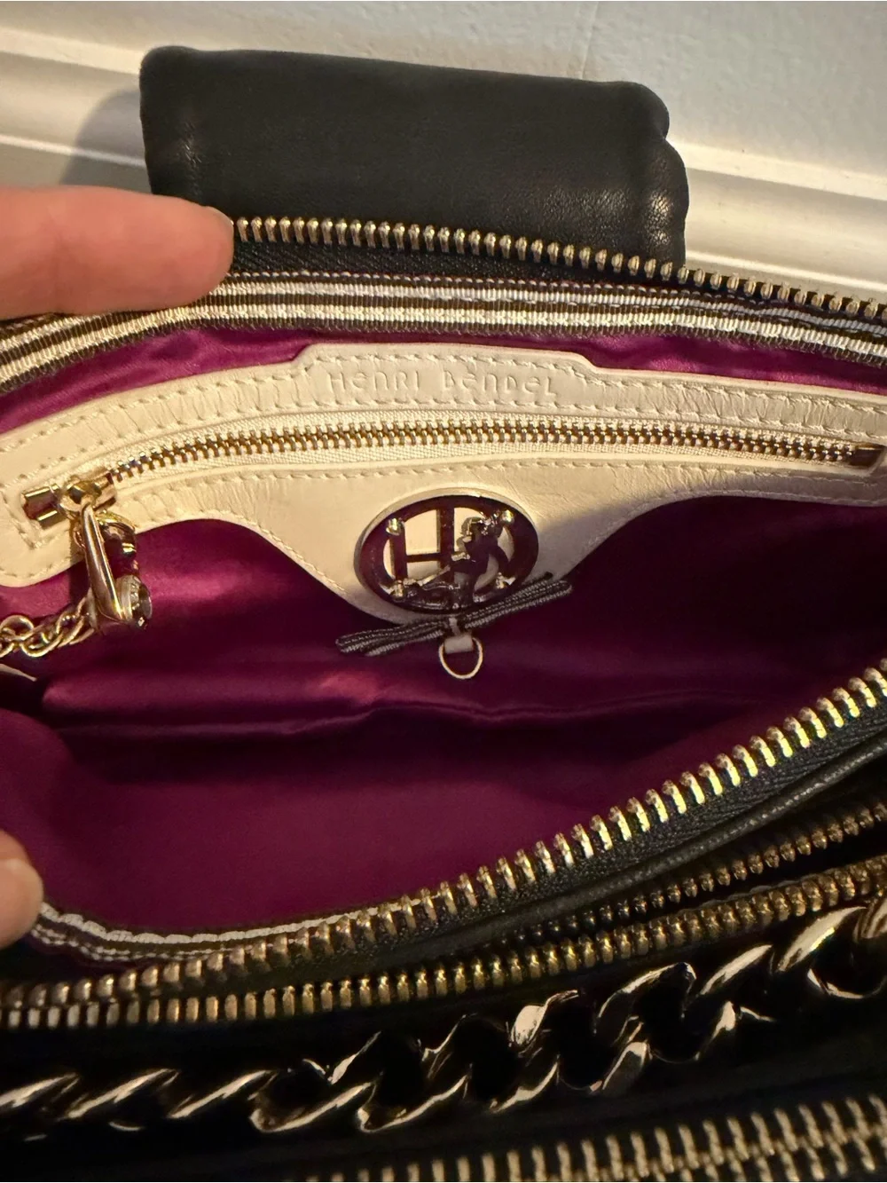 Black Quilted Henri Bendel Chain Shoulder Bag